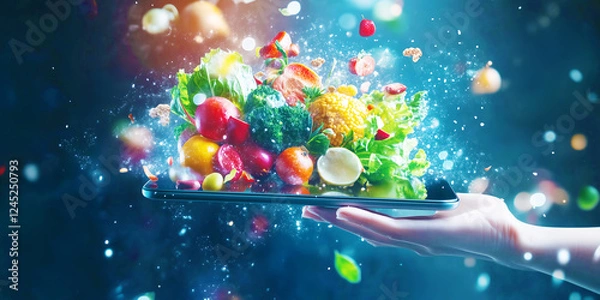 Fototapeta AI-Assisted Virtual Nutritionist Offering Healthy Eating Advice and Personalized Meal Suggestions in Real Time