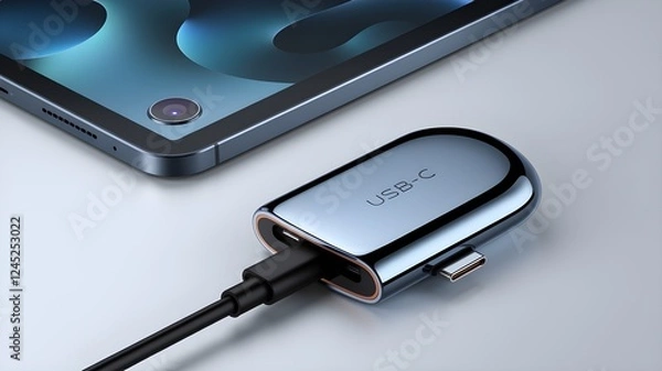 Fototapeta A single futuristic usb c adapter