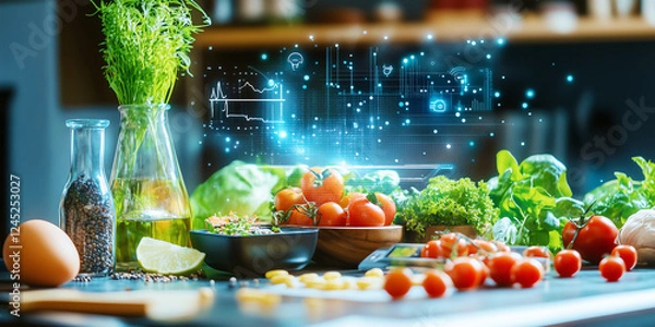 Fototapeta Innovations in Nutrition Science: Virtual Consultations with AI for Personalized Health