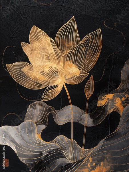 Obraz Zen and chinese style lotus art	