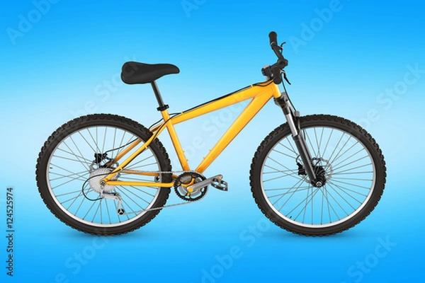 Fototapeta mountain bike isolated on blue gradient background 3d render