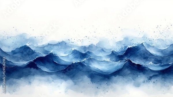 Obraz Blue Ocean Waves. Generative AI