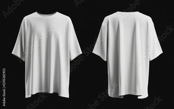 Fototapeta White oversized tee shirt mockup, front & back, studio, design template