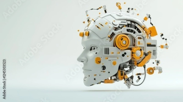 Obraz Futuristic Robot Head Design with Sharp Details for Technology Showcase