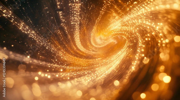 Fototapeta Golden Energy Flow Abstract Generative AI
