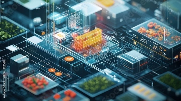 Obraz Futuristic Digital Food Supply Chain Visualization