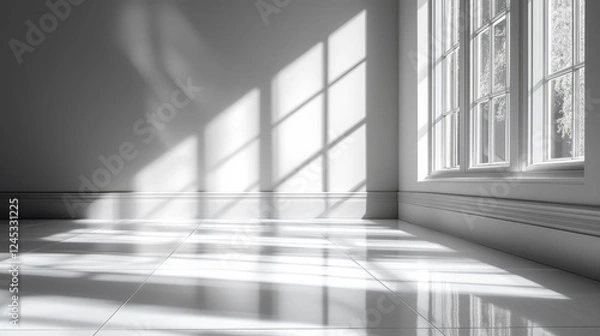 Fototapeta Elegant Interior Room with Bright Sunlight and Shadows. Generative AI
