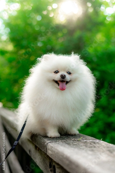 Obraz white pomeranian dog