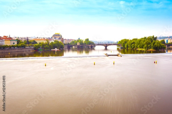 Fototapeta Panorama of Prague from the Charles Bridge. Czech Republic.