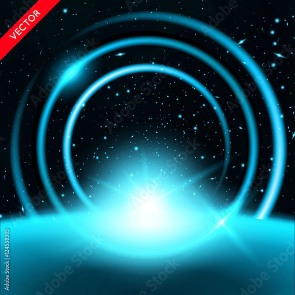 Fototapeta Vector Abstract Background with Luminous Swirling Backdrop. Ener