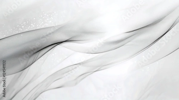 Fototapeta Elegant Black and White Flowing Fabric Texture with Soft Transparent Waves, Minimalist Abstract Design, and Ethereal Light