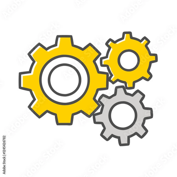 Fototapeta Colorful gears in motion, representation of teamwork and innovation