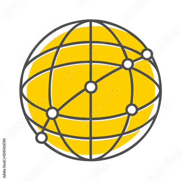 Fototapeta Stylized globe with interconnected lines and nodes, global connectivity