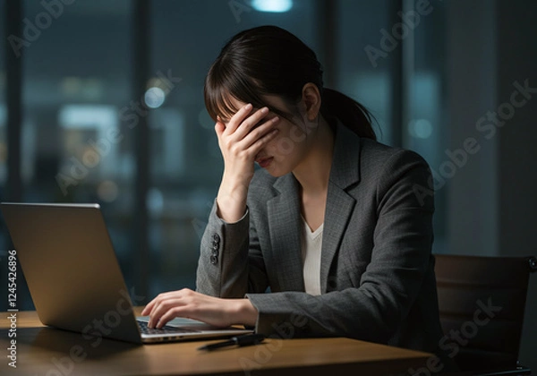 Fototapeta 仕事に疲れた女性のイメージ・ストレス・メンタルヘルス