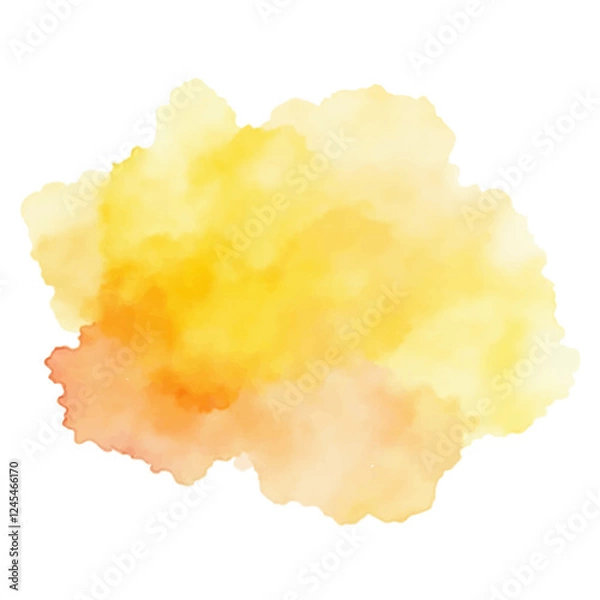 Fototapeta A vibrant, abstract watercolor stain in shades of yellow and orange, with a soft, textured look. 