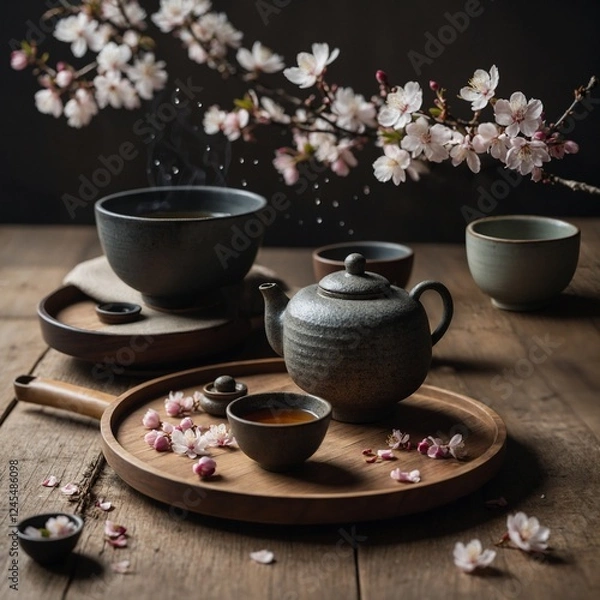 Fototapeta Leonardo_Kino_XL_Minimalist_WabiSabi_Aesthetic_Tea_Ceremony_A_0 