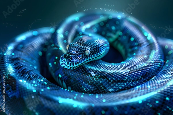 Fototapeta Python Snake Curled into Infinity Symbol: A Symbolic Representation of Endless Potential in Python Programming