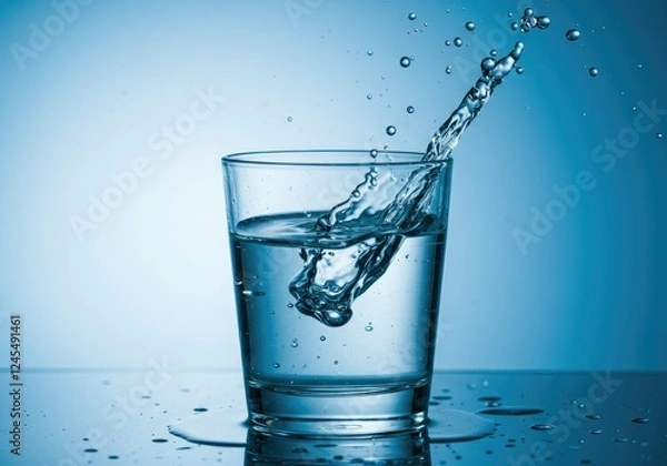 Fototapeta clear water motion in glass on light background
