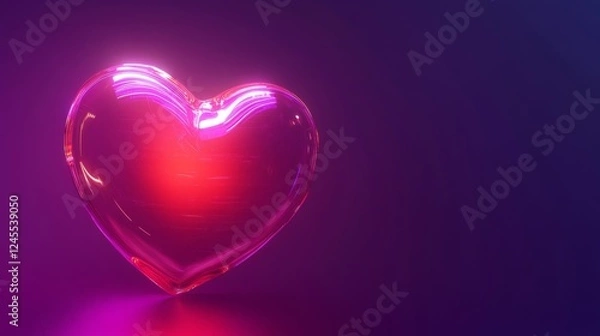 Fototapeta Retro Neon Glowing Heart Symbol in Pink and Red Colors