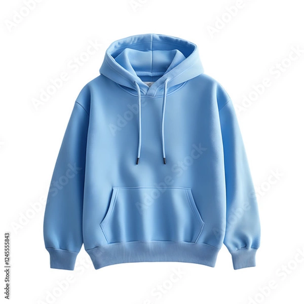 Fototapeta Cozy Fleece Hoodie in Light Blue Isolated on Transparent Background