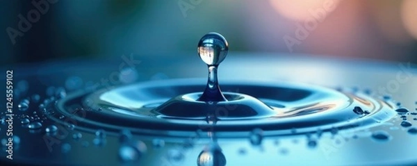 Fototapeta Tiny water droplets merge to form a single larger drop on the glass, element, liquid, calm