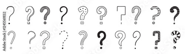 Obraz hand drawn set question marks doodle