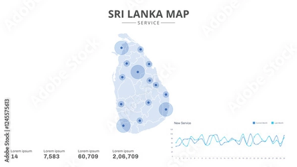 Fototapeta Service centers are highlighted within the of Sri Lanka Infographic map. Business Infographic Map of Sri Lanka. Vector Map of a Sri Lanka map. Easy to edit