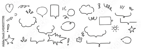 Fototapeta Set doodle vector elements with illustration