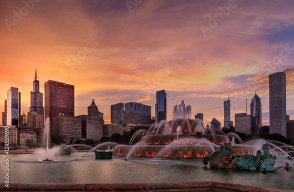 Obraz Chicago Skyline at Sunset