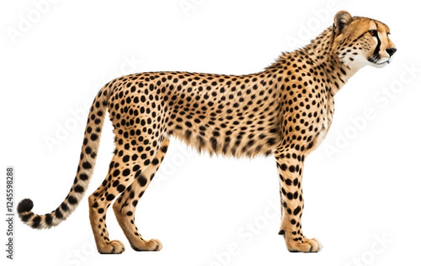 Fototapeta Full body cheetah standing isolated on transparent background. Generative ai
