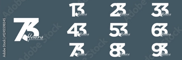 Fototapeta collection anniversary abstract logotype vector design set icon 13 to 93