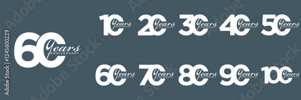 Fototapeta collection anniversary abstract logotype vector design set icon 10 to 100