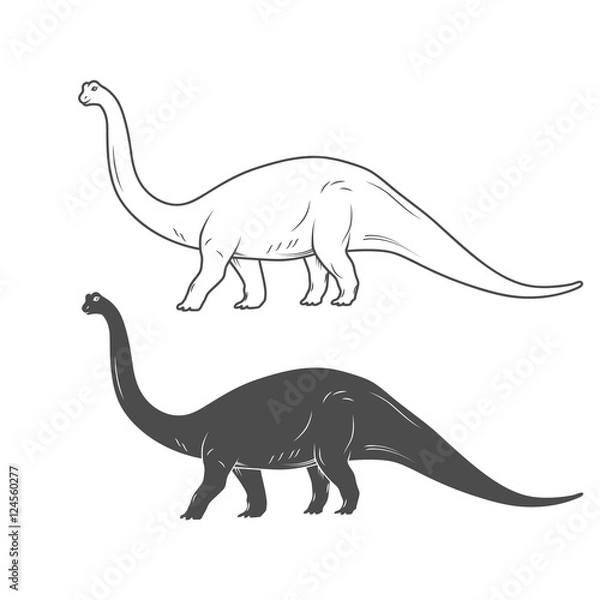 Fototapeta Dinosaurs illustrations on white background. Vector