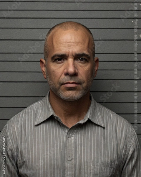 Fototapeta Light gray mugshot background with black height measurement lines