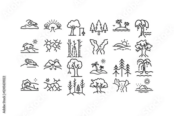 Obraz Download a high-quality landscape linear icon vector illustration. Perfect for logos, outdoor themes, nature designs, web graphics, and minimalist artworks.t