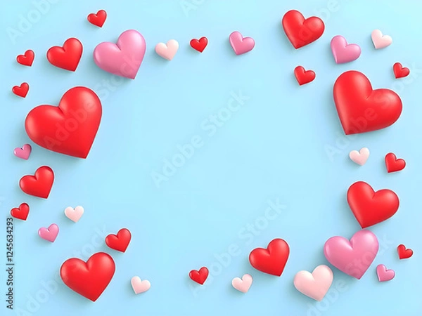 Obraz red hearts on blue background