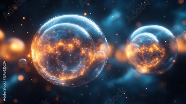 Fototapeta Celestial Orbs Glowing With Inner Fire And Light