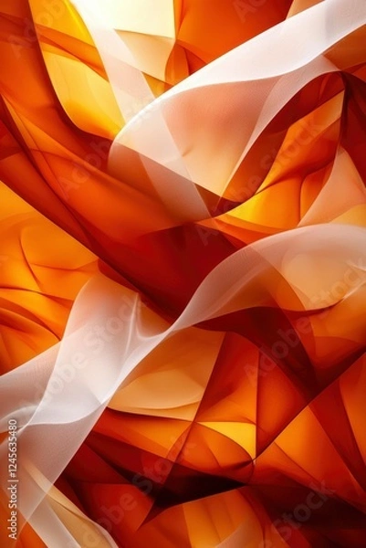 Fototapeta Abstract orange and white fabric folds design