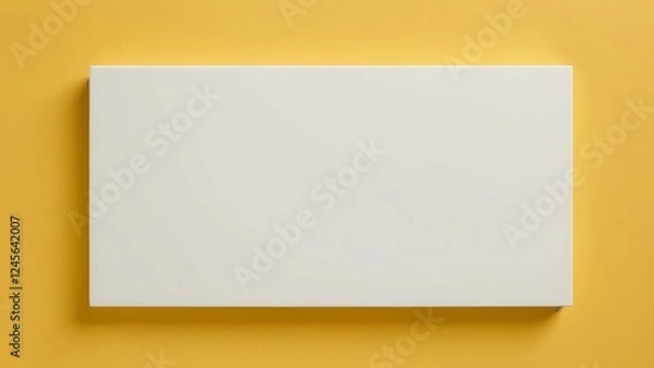Fototapeta White panel on yellow background, emphasizing modern minimalism and bright aesthetics