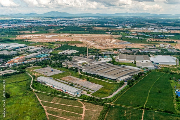 Fototapeta Industrial Estate Land Development and Residential