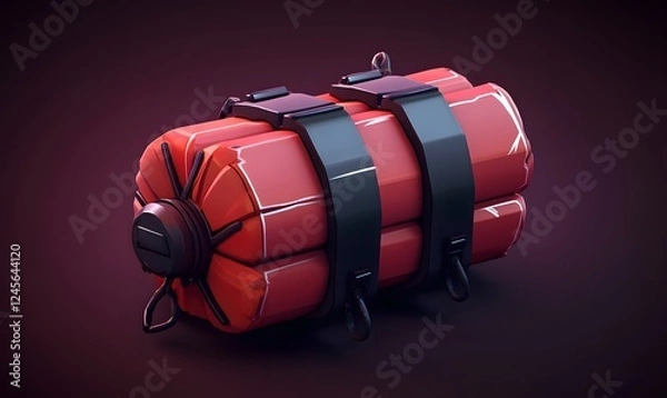 Fototapeta Red dynamite sticks, dark background, explosion concept, action game asset