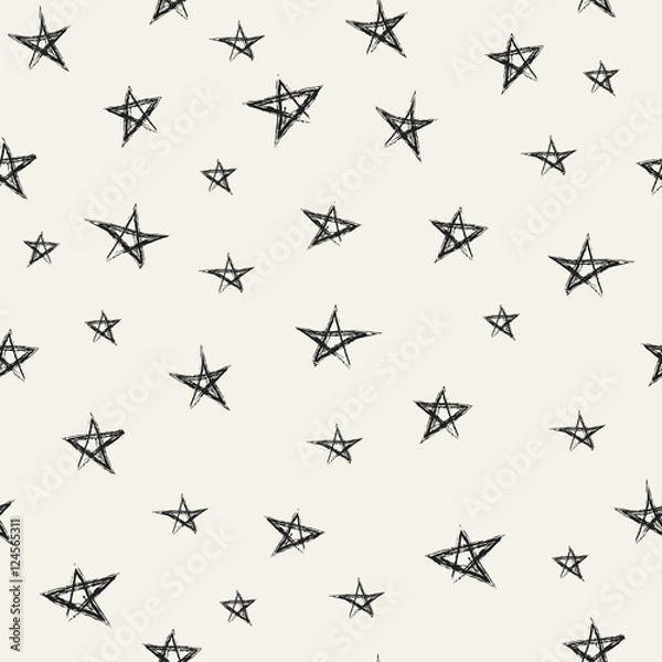 Obraz Vector seamless pattern. Dark star on a beige background