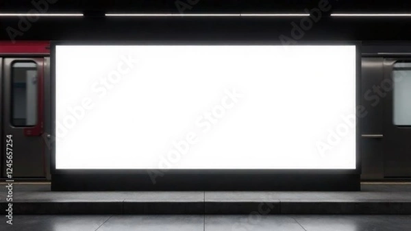 Obraz white billboard mockup for metro advertising