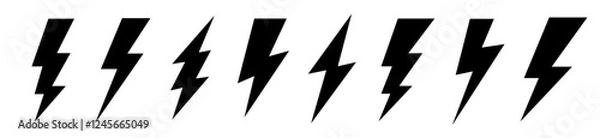 Fototapeta Set lightning bolt. Thunderbolt flat style - stock vector.