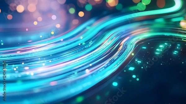 Fototapeta abstract neon light waves, tech background - abstract backgrounds