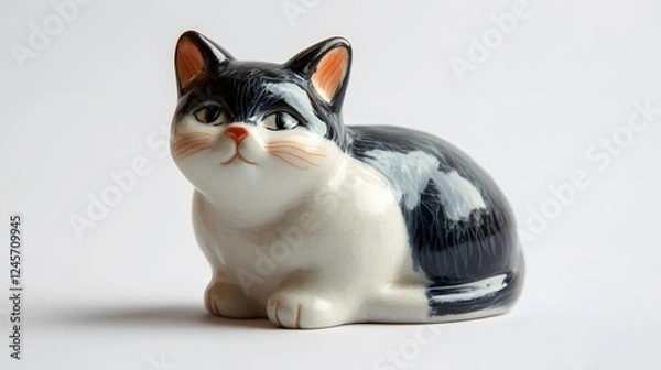 Obraz 89. A ceramic cat figurine on a white background