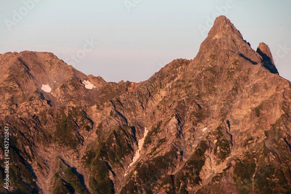 Obraz 北アルプス大天井岳より 槍ヶ岳のモルゲンロート01