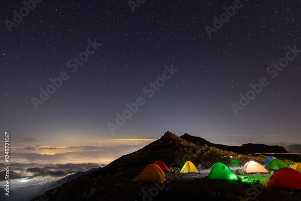 Obraz 北アルプス大天荘（大天井岳）にてテントと星空0１