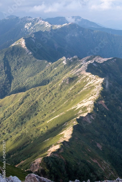 Obraz 北アルプス大天井岳より 燕岳方面の縦走路を望む