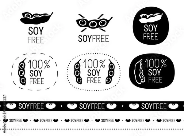 Obraz vector soy free sign set